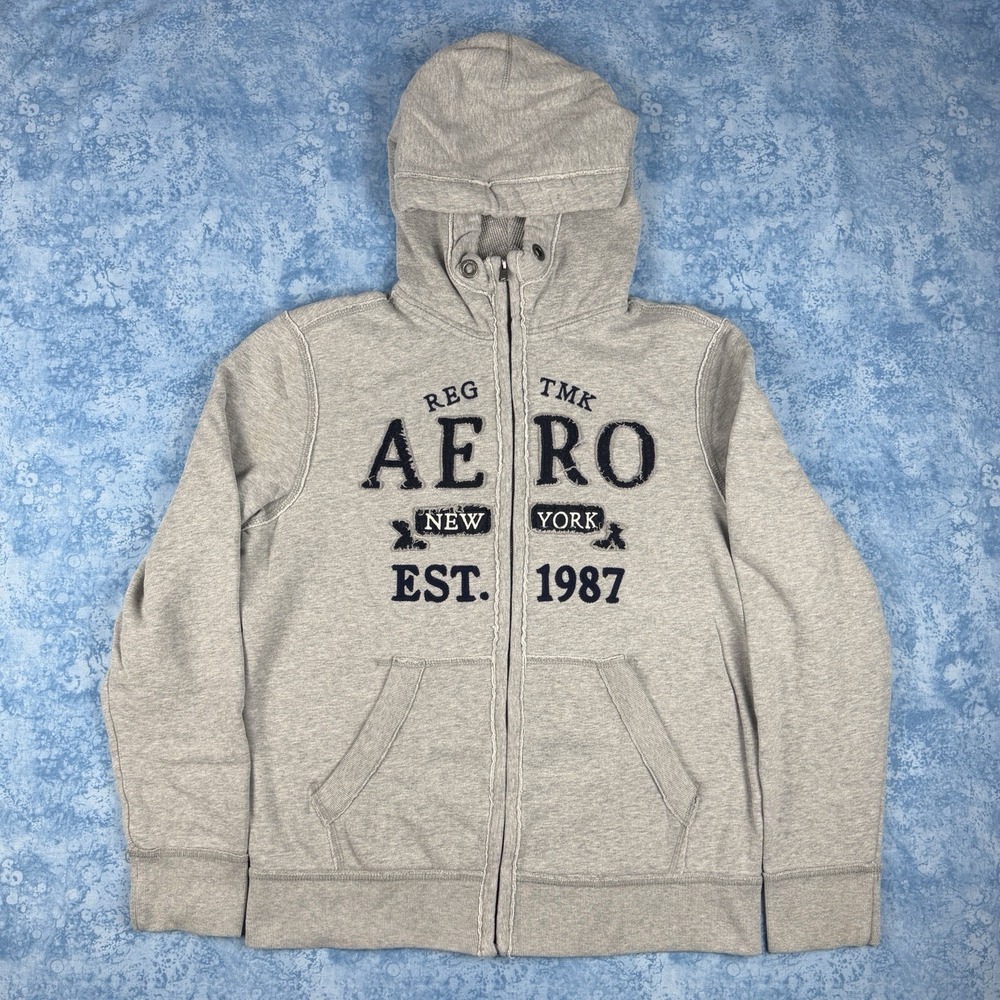Vintage Y2K Aeropostale NEW YORK Full Zip Hoodie Jacket Men's M Medium Preppy
